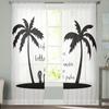 Summer Palm Tree Slippers Tulle Curtains Balcony Room Fashion Printed Sheer Curtain Living Room Window Modern Decor