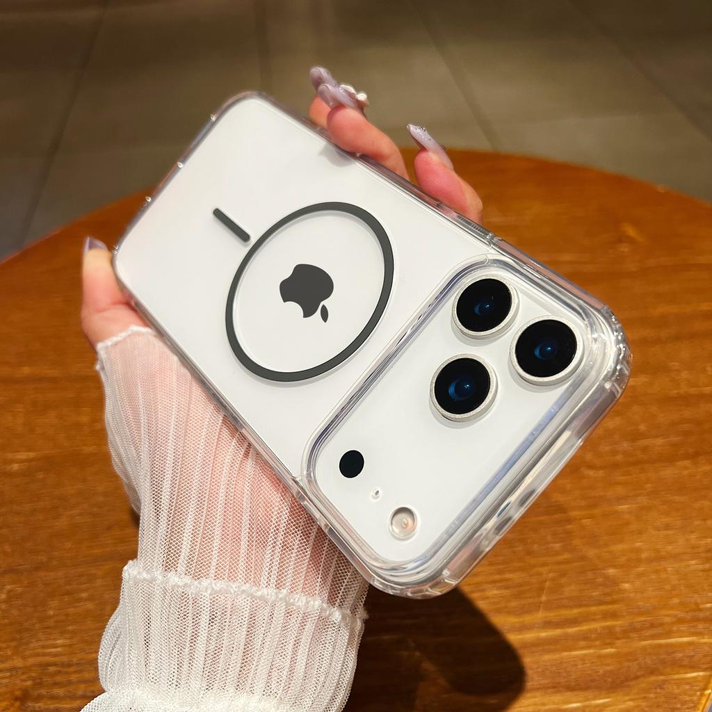 Luxury Slender Circle Magnetic Case for iPhone 17 Air 16 15 14 Plus 13 12 11 Pro X Xs Max Case for Magsafe Wireless Charge Cover