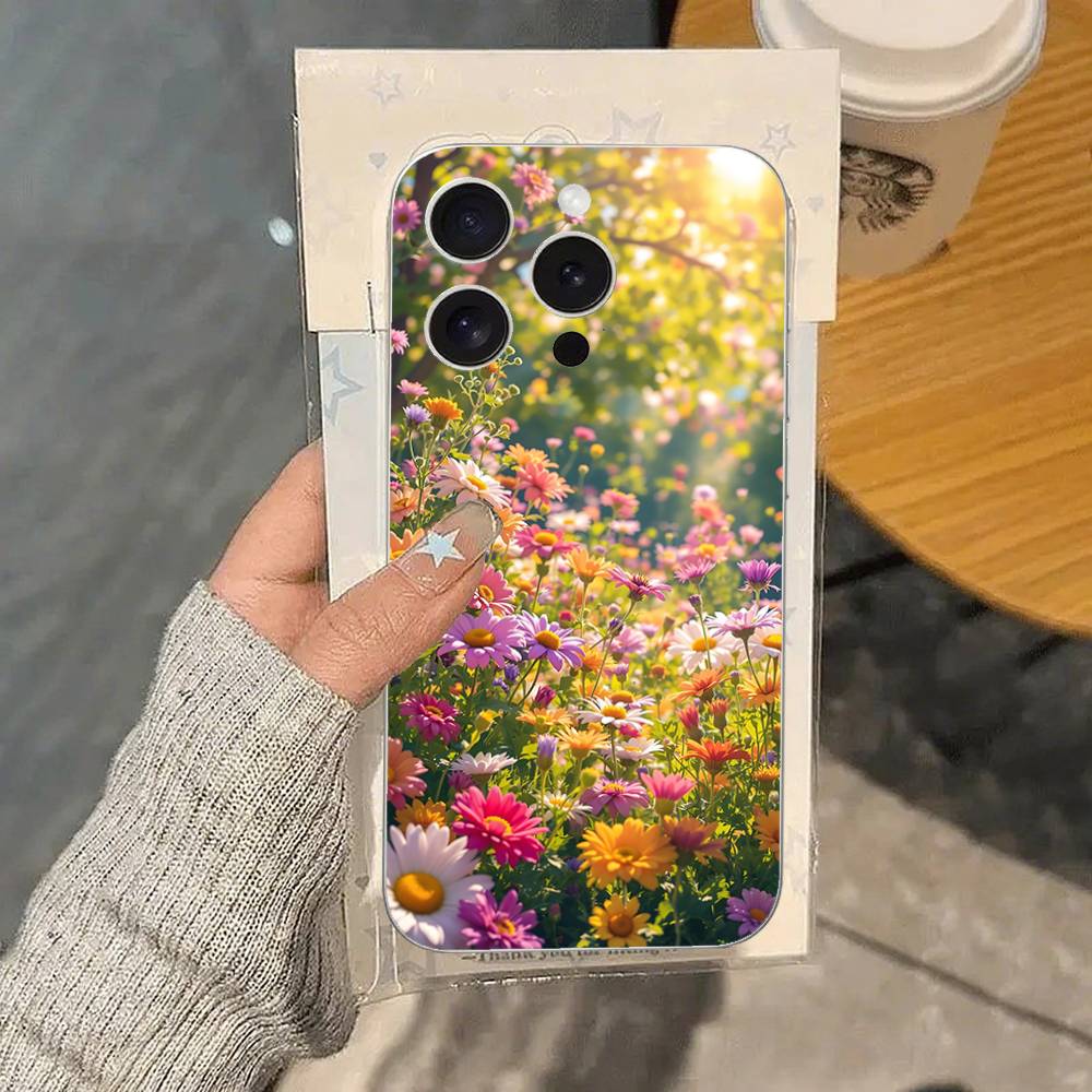 Fresh Little Flowers Phone Case For IPhone 17 16 15 14 Plus 13 12 11 Pro Max Phone Back Cover Transparent Shockproof Cover