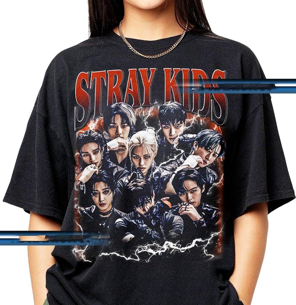 Stray Kids Rock Music Tour Short Sleeve Classic Black Classic Shirt KV36491