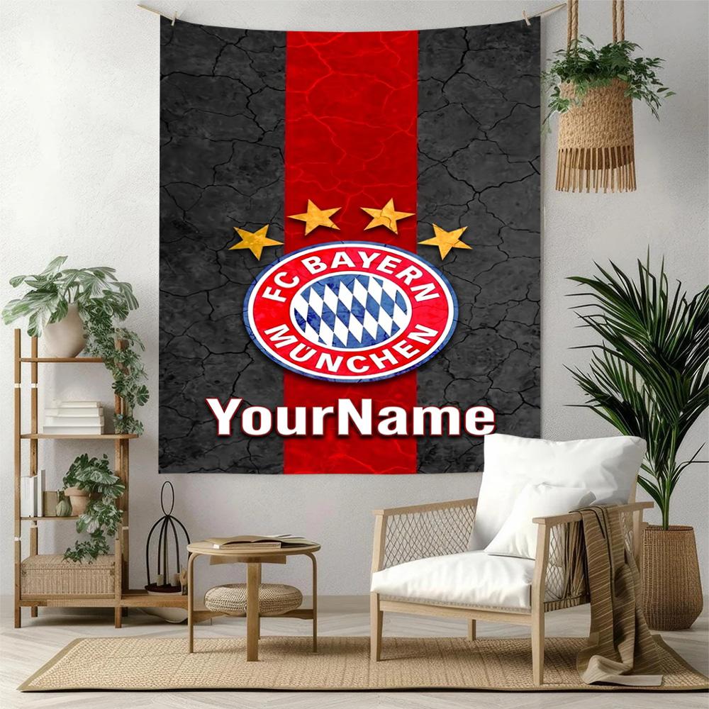 Fc Bayern Mnchen Custom Your Name Wall Decor Tapestry Art For Pet Memorial Birthdaywedding Party Backdrop Family Gift