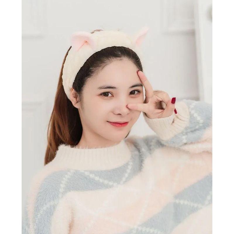 Honeyfluff - Chenille Animal Ear Face Wash Headband