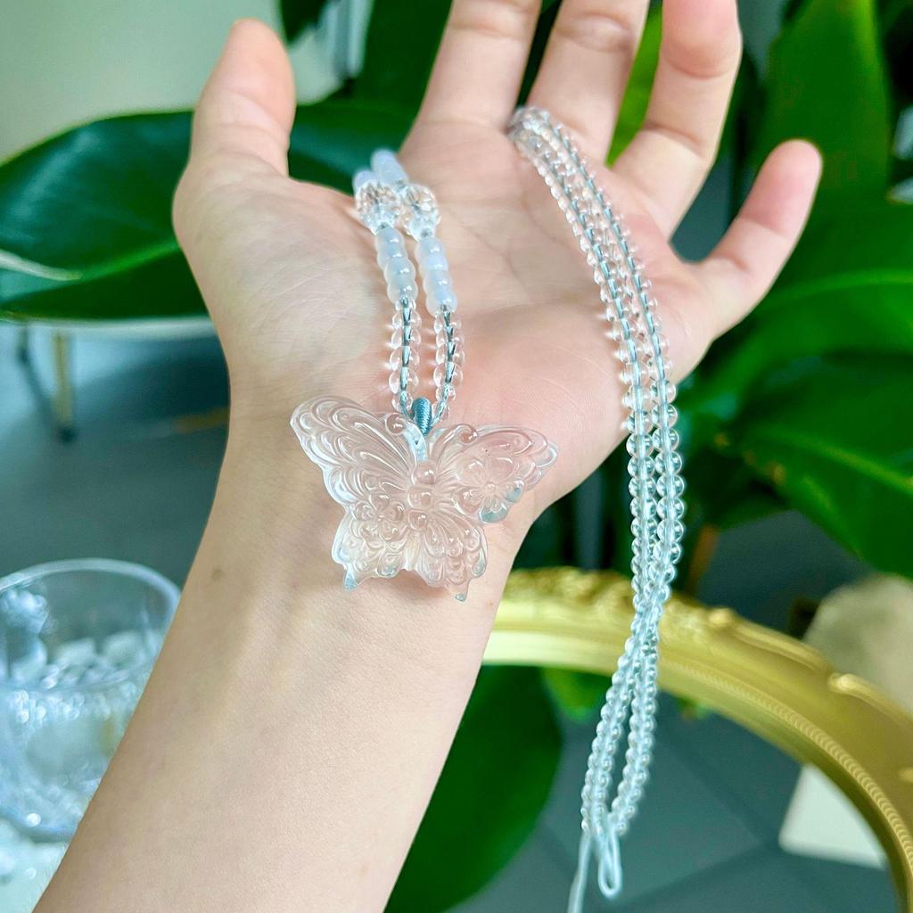 Original Nine-Tailed Fox Pendant Necklace: High-End Natural Crystal Carved Jewelry for Women, Chinese Style
