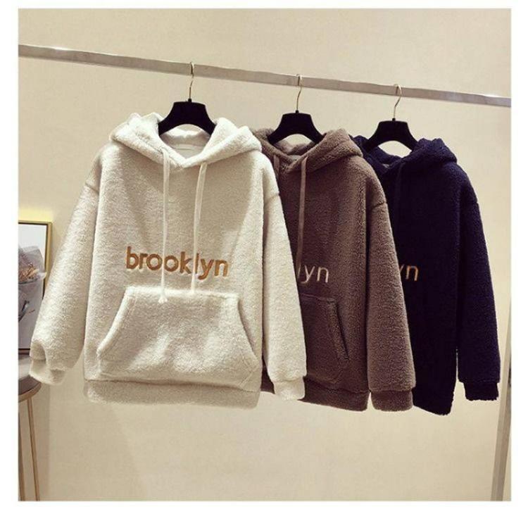 Women's Casual Pullover Fleece Sweatshirt Loose Thick with Pocket Fashion