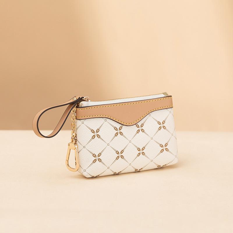 

Кожаный кошелек для монет с цепочкой для ключей, небольшой кошелек для мелочи, брелок для карт, небольшой брелок для ключей, кошелек для женщин белый