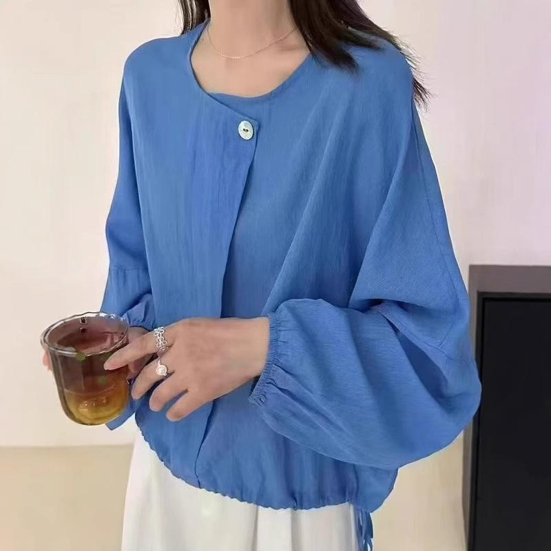 

Irregular Round Neck Long Sleeve Lightweight Women s Sun Protection Shirt - 2025 Petite Summer Casual Style Large