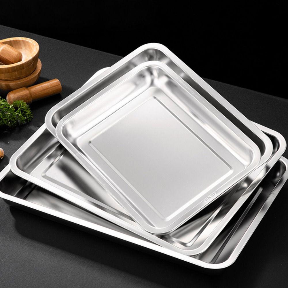 New Stainless Steel Tea Tray Rectangle Japanese Style Serving Plate Storage Tray Kitchen Bar