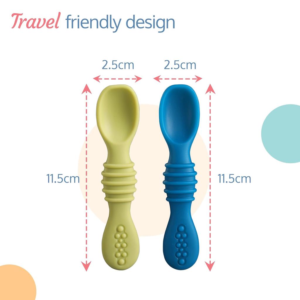 LuvLap Silicone Baby Feeding Spoons Set Of 2 For Baby Led Weaning And Self Feeding