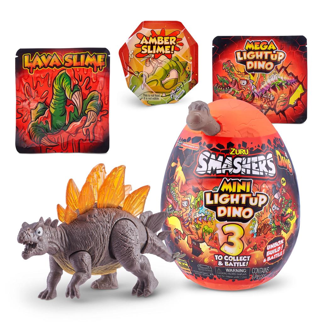 Smashers Glowing Mini Dinosaur Stegosaurus ZURU Lava Slime Surprise Series 4 for Boys and Children Amazon Limited Edition Combo Pack