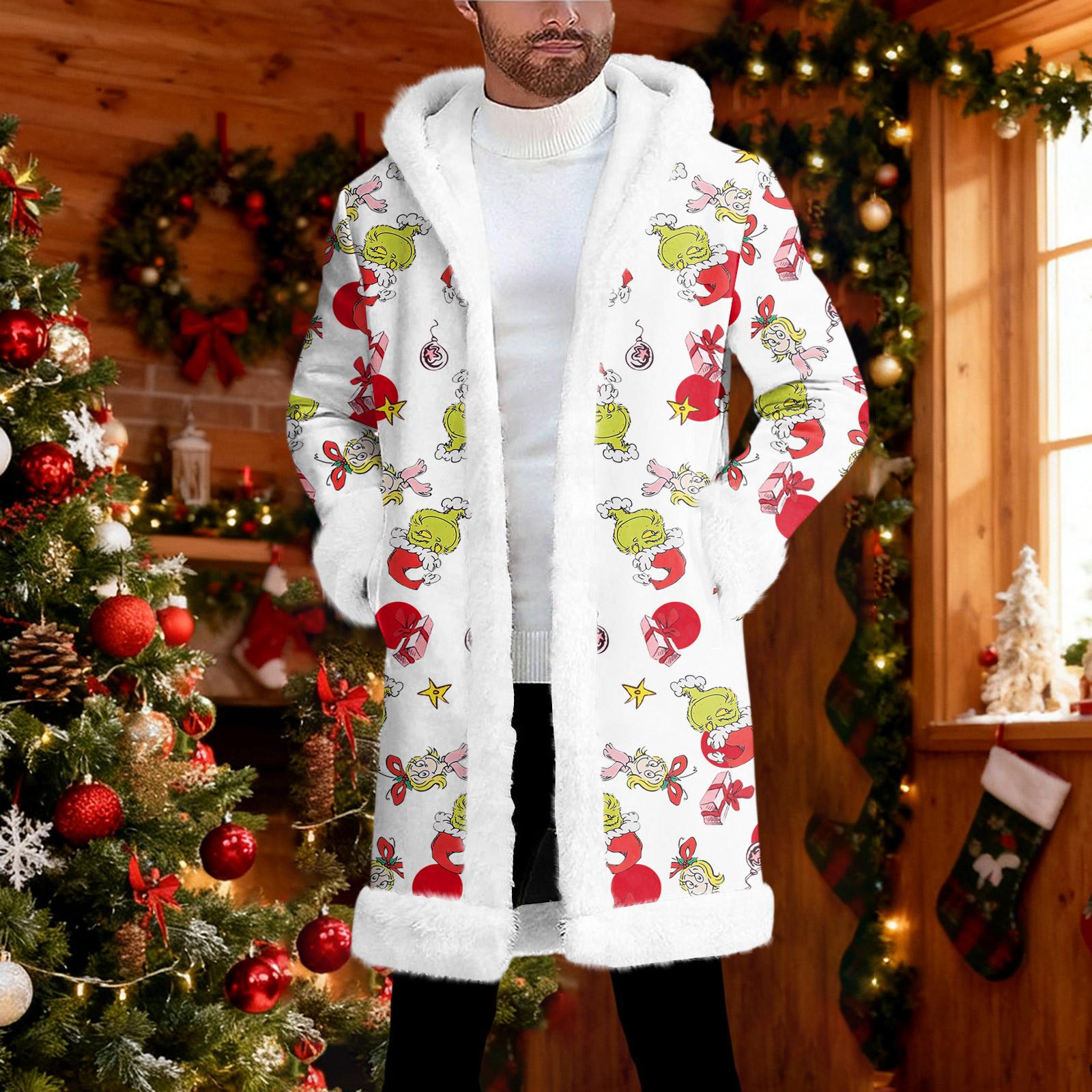 

Men s Hooded Hood Cardigan Long Keep Warm Coat L