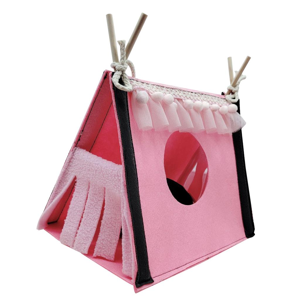 Hamster Hideout Tent Rabbit Rat Tunnel House Small Animal Tube Toy Warm Nest Habitat Pink