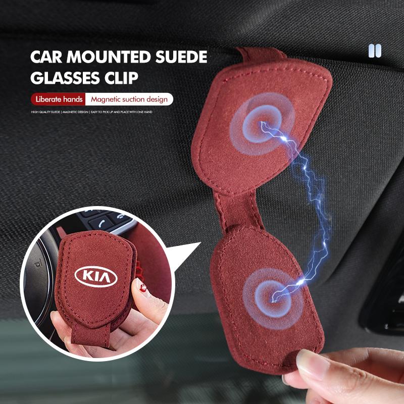 AHH1 Car Glasses Holder Sun Visor Clip Suede Eyeglasses Hanger Ticket Card Storage Clamp For KIA K5 K2 Rio Optima Sportage Venga