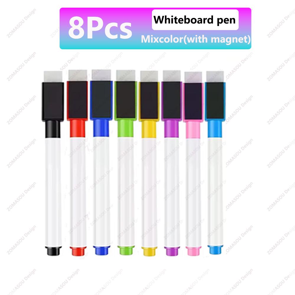 48-1Pcs Magnetic Erasable Whiteboard Pen Color Options Numbering Stationery Office Teaching Supplies for Student Blackboard Note
