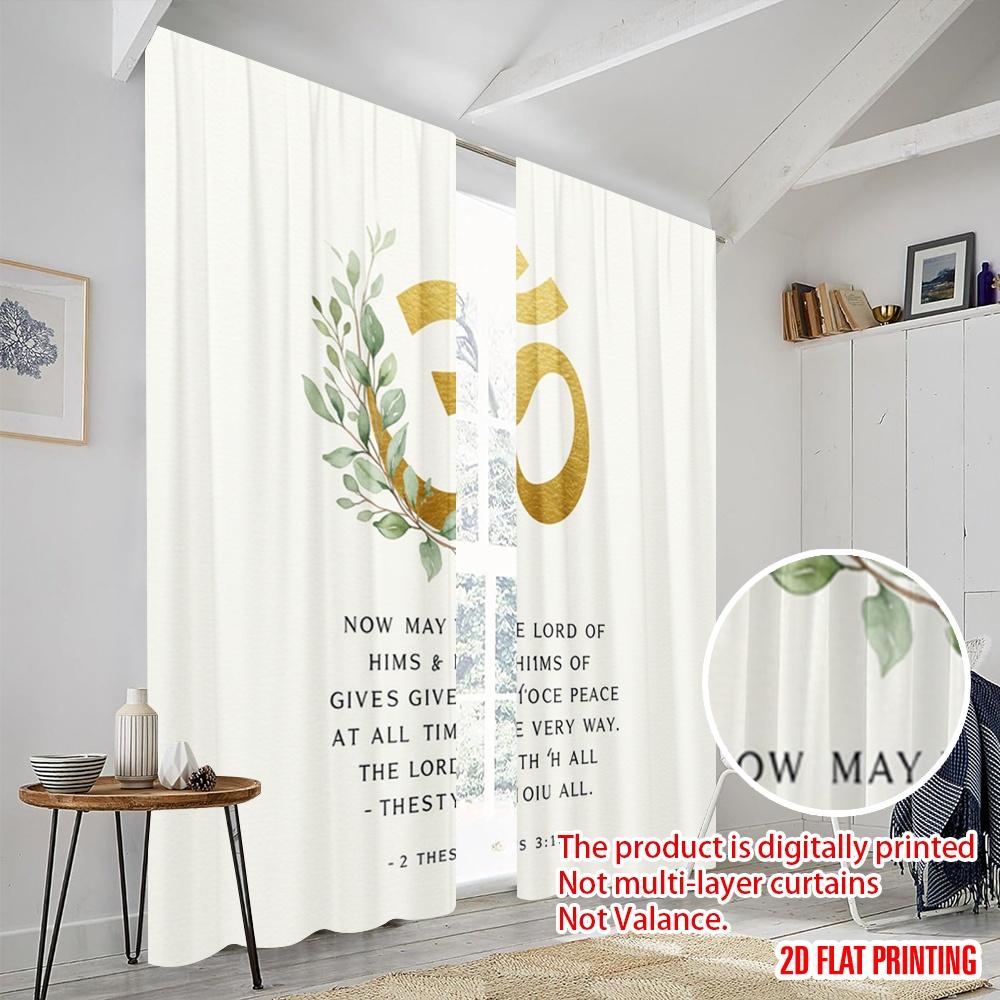 2pcs 2D flat printing Curtains Peaceful Lord Blessing Fabric Without Electricity Seasonal Party & Holiday Decor for Holiday