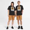 Timberland Letter Logo Geometric Pattern Printed Round Neck Short Sleeve T-Shirt Unisex Tops Black A5QS2-001