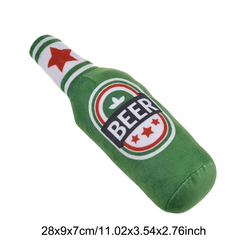 Beer Bottle Squeaky Dog Toy Wine Bottle Plush Dog Toy Interactive Squeaky Dog Chew Toy Soft Beer Bottle Shape Toy Pet Supplies