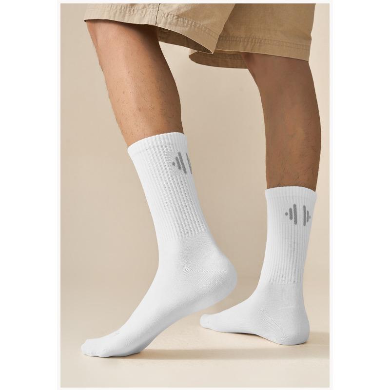 

Male Spring and Autumn Pure Cotton Running Sports Antibacterial Deodorant Boneless Socks 1 pair білий