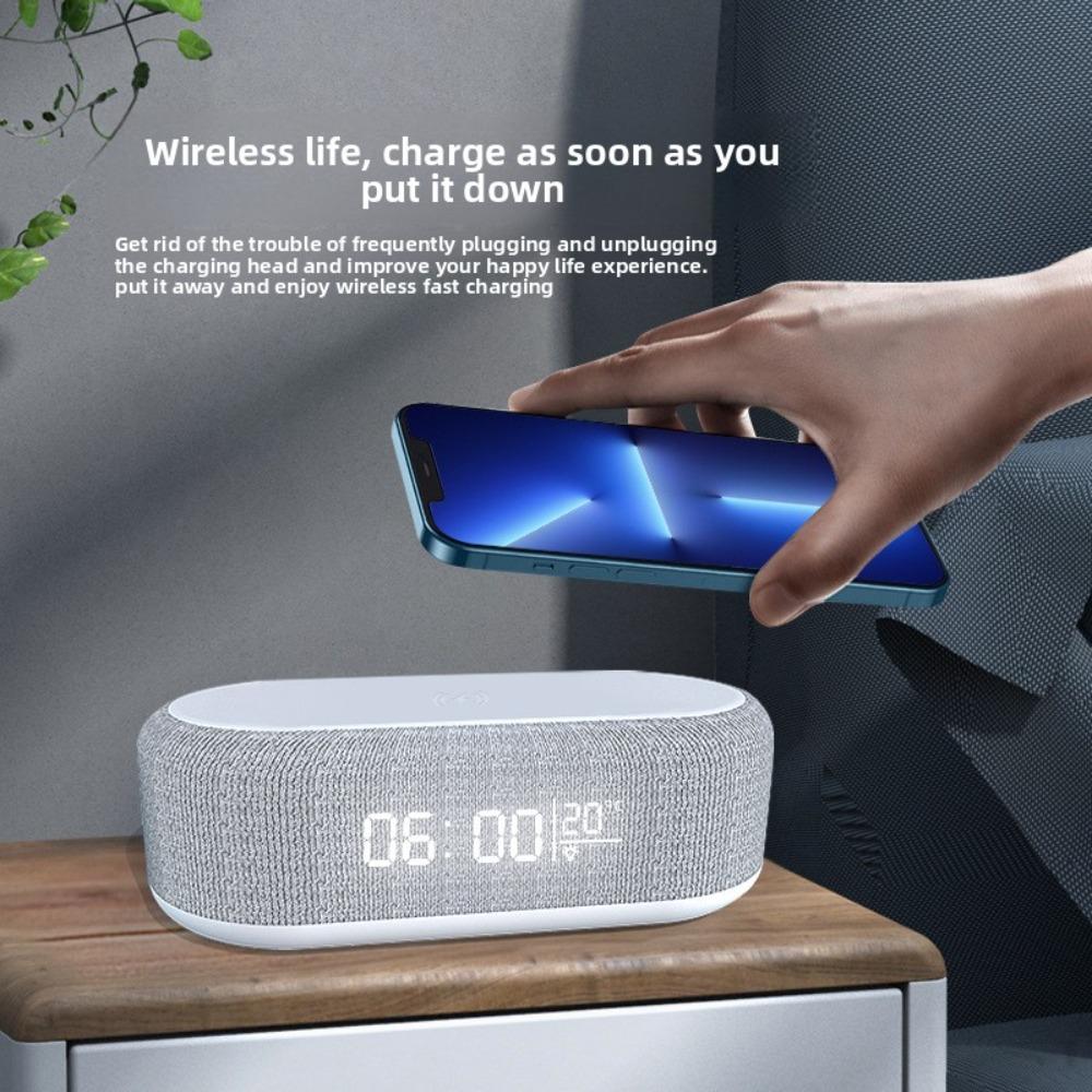 

Desktop Clock Alarm Clock Wireless Charging Night Light Desk Lamp Thermometer Mobile Phone Three-in-one Wireless Charger белый