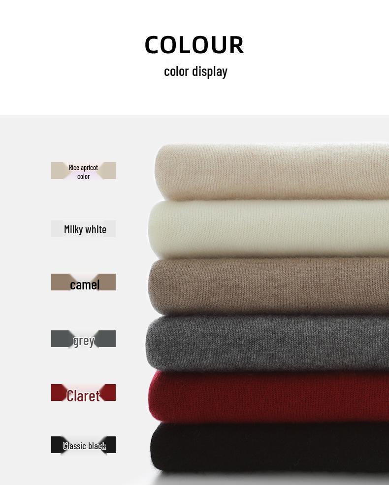 Women's High-Neck Cashmere Knit Sweater - Soft, Warm, Loose Fit for Autumn/Winter