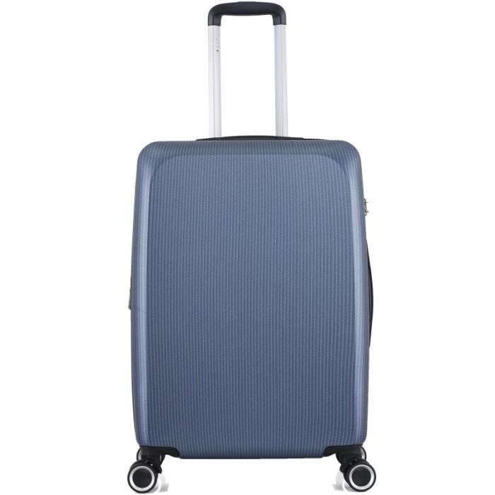 Lot de 3 valises Extensible Rigide Trolley Polycarbonate - LYS Paris 379-3 - Bleu
