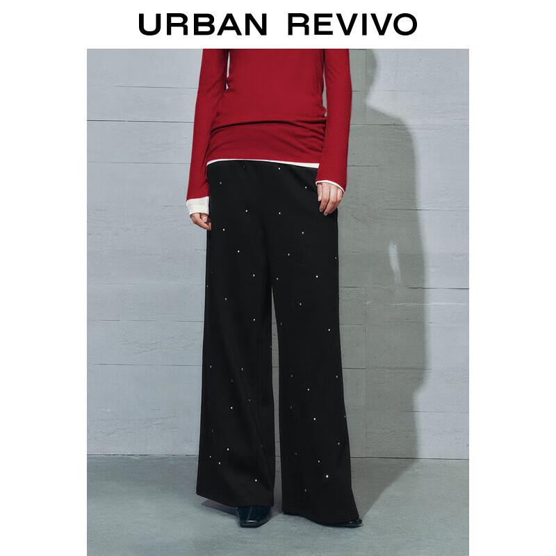 

UR 2025 Women s Rhinestone Elastic Waist Wide-Leg Pants S