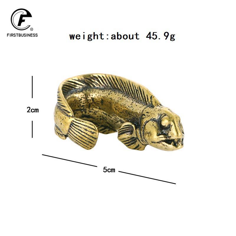 Solid Brass Deep Sea Fish Figurines Miniatures Desktop Ornaments Simulation Animal Small Statue Tea Pets Home Decorations Crafts
