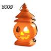 Castle Shape Halloween Light Pumpkin Lantern, Handheld Glowing Jack O Lantern Party Table Centerpiece for Kids, Spooky Decoration Prop, Night