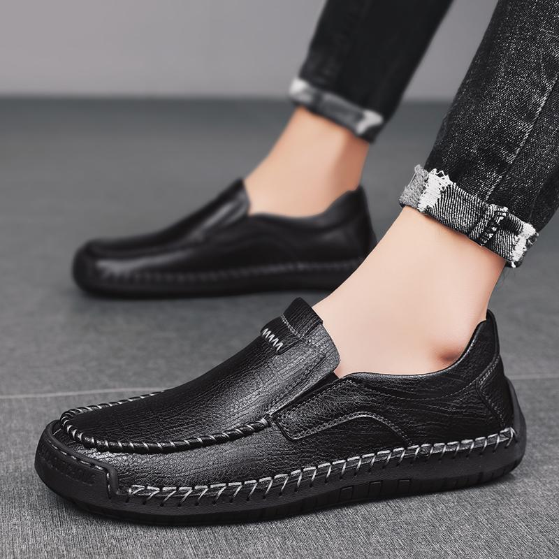 Pánské boty z pravé kůže v retro stylu, velká velikost, ultralehké, ručně vyráběné, ležérní, pánské kotníkové boty