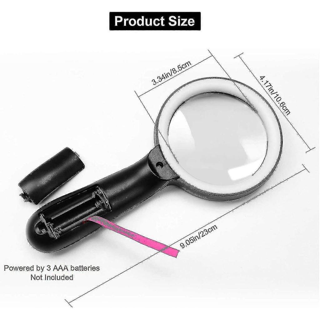 Magnifying Glass With Light, 10x Handheld Large Magnifying Glass 12 Led Less