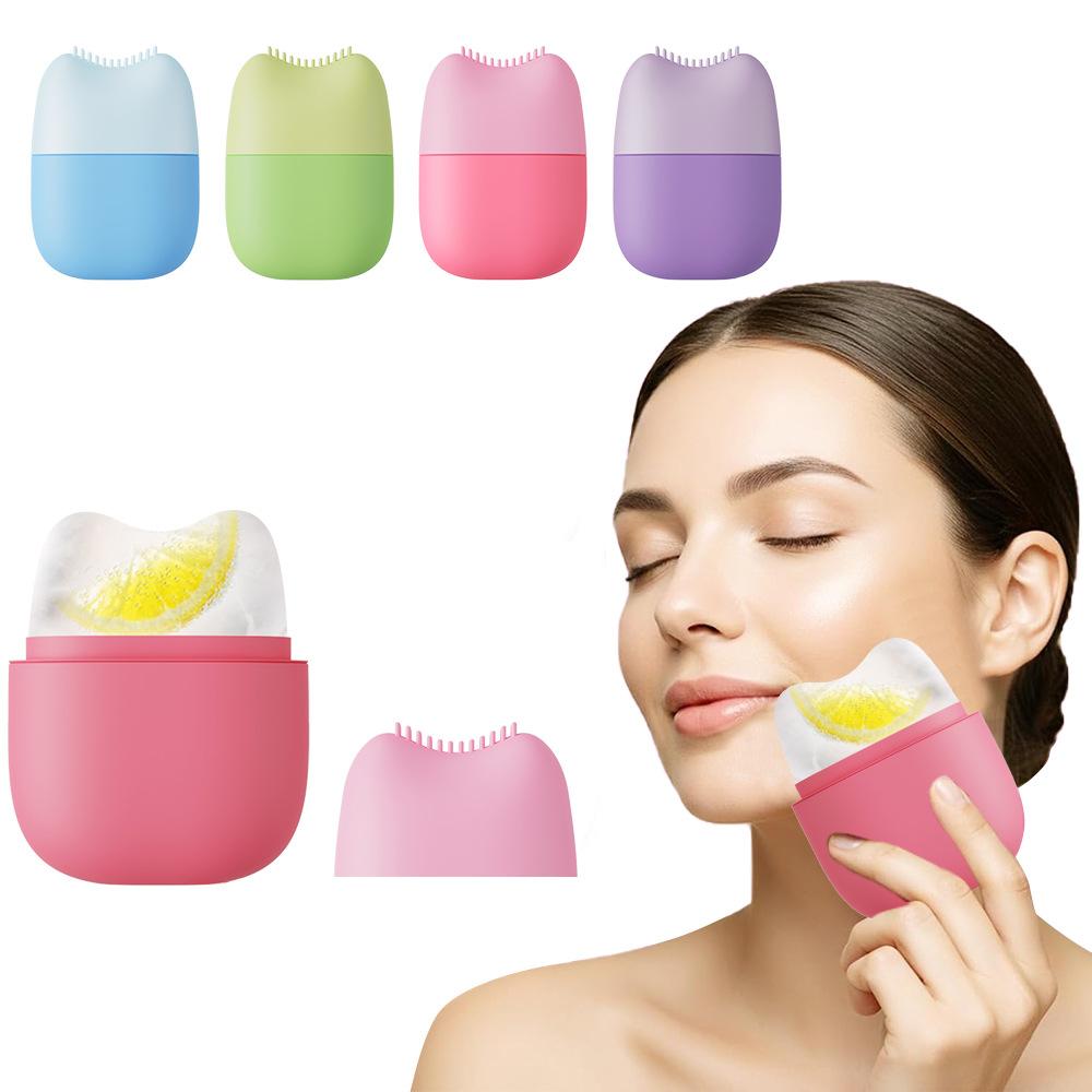 Silicone Ice Roller Face Mold 2 in 1 Ice Cube Tray with Massage Roller Pore Minimizer Depuffing Skin Tightening Tool DIY Frozen