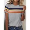 Fashion Women Striped Print T Shirt Funny Casual O-neck Short Sleeves T-shirt Summer Female Tee Shirt