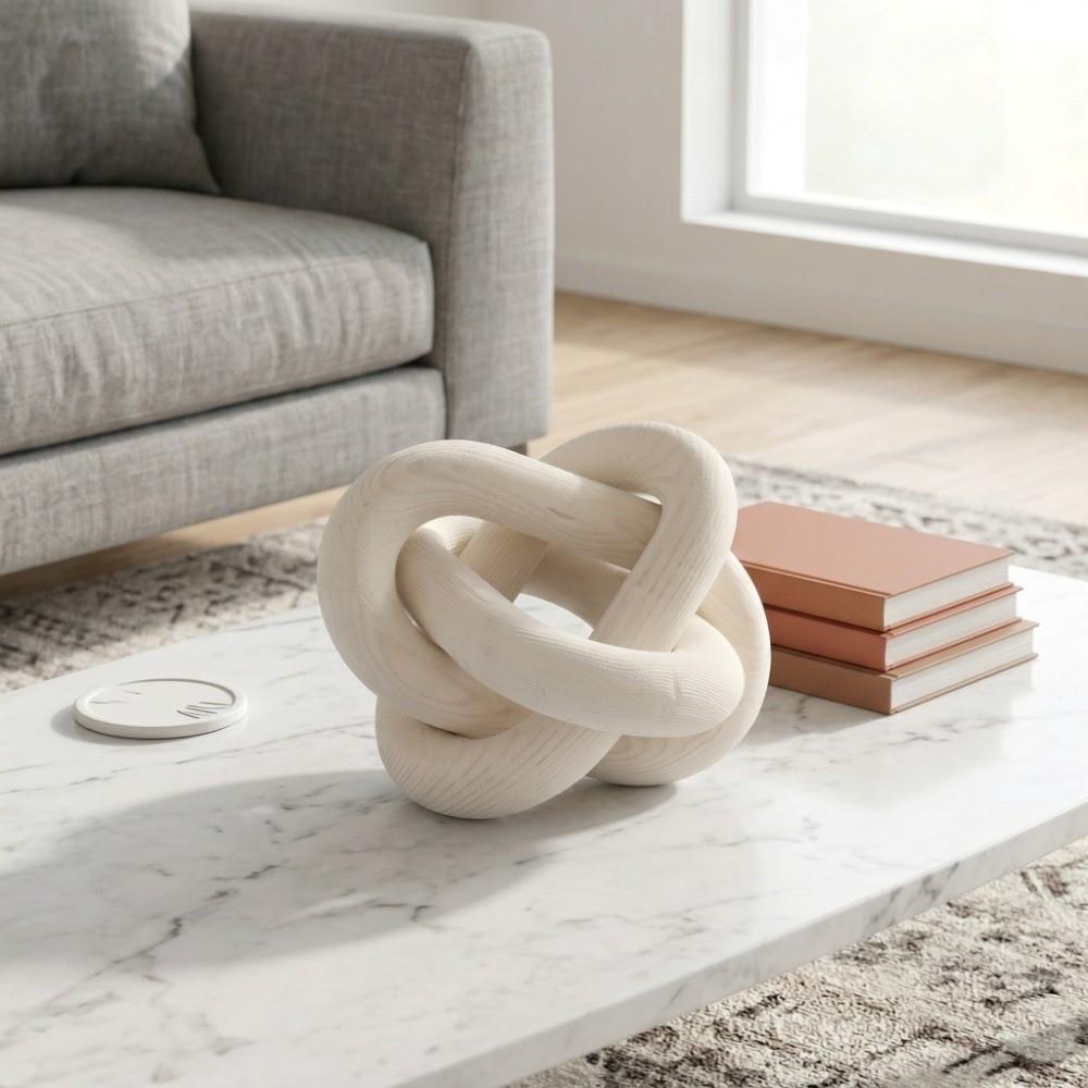 Chaîne en Bois à 3 Maillons Maillon en Bois Blanc Décorations Nœud en Bois Bohème Décor Table Basse