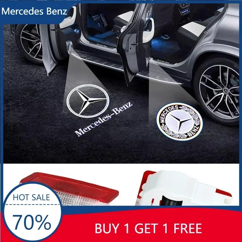 For Mercedes Benz A C E Class GLE GLB GLC W205 W212 2pcs Car Door Welcome Light Led HD Projector Lamp Courtesy Lights FI1