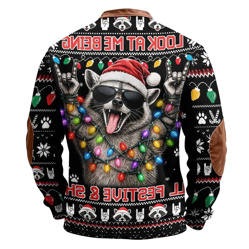 Men's Sweatshirt with Funny Christmas Print, Long Sleeve Pullover Top