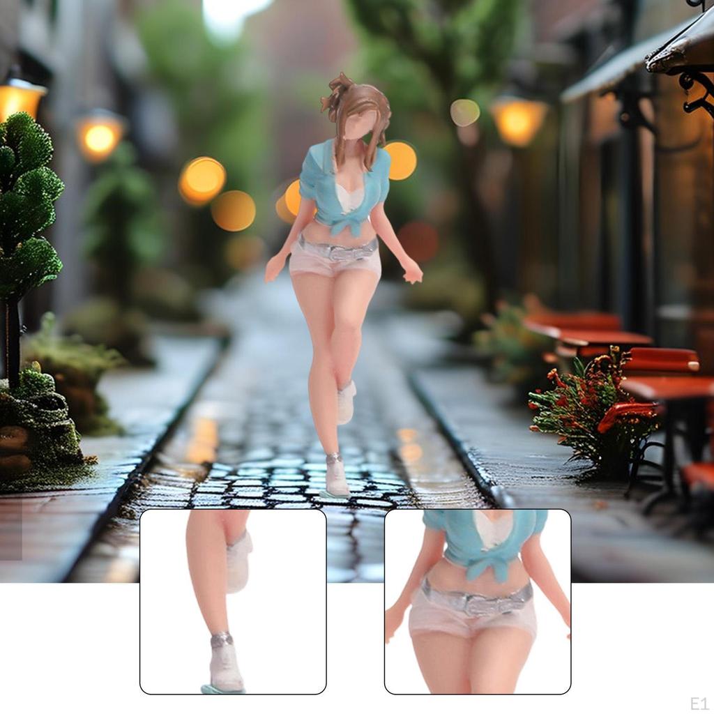 1/64 Cute Girl Figure Diorama Prop Female Character Miniature Accessory Figurine for
