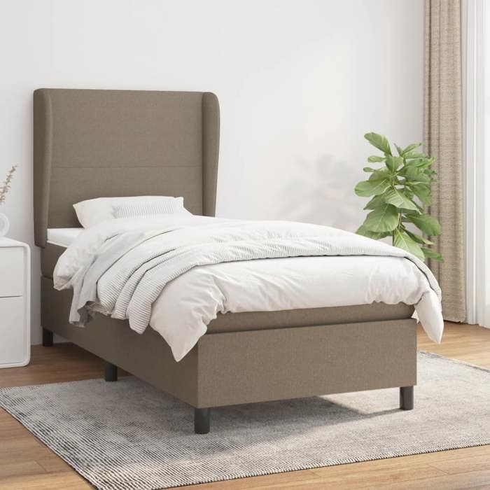 Maison Exclusive - Bed Slat Base with Taupe Mattress 100x200 Cm Fabric