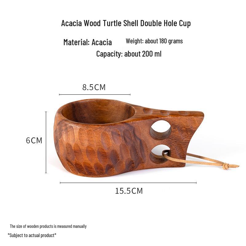 South American Walnut Coffee Cup with Finnish Design and Anti-Scald Acacia Wood Lanyard Handle