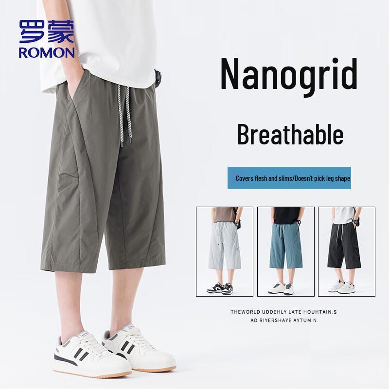 

ROMON Men s Ice Silk Casual Sport Capri Pants K277 4XL