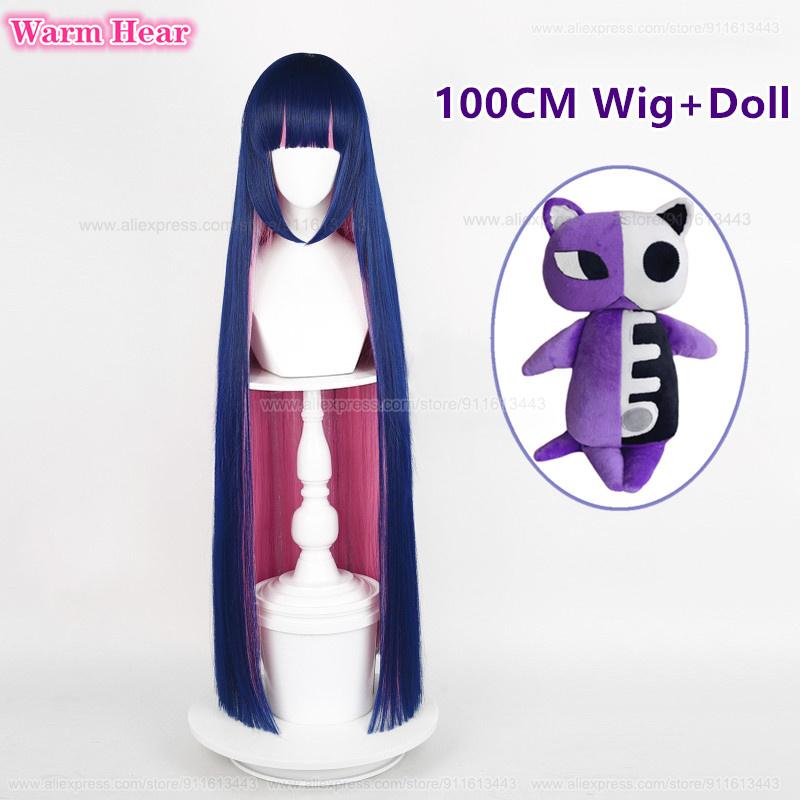 In Stock 100cm/120cm Stocking Anarchy Synthetic Anime Long Straight Hair Cosplay Wigs Heat Resistant Hair Halloween Party Wigs