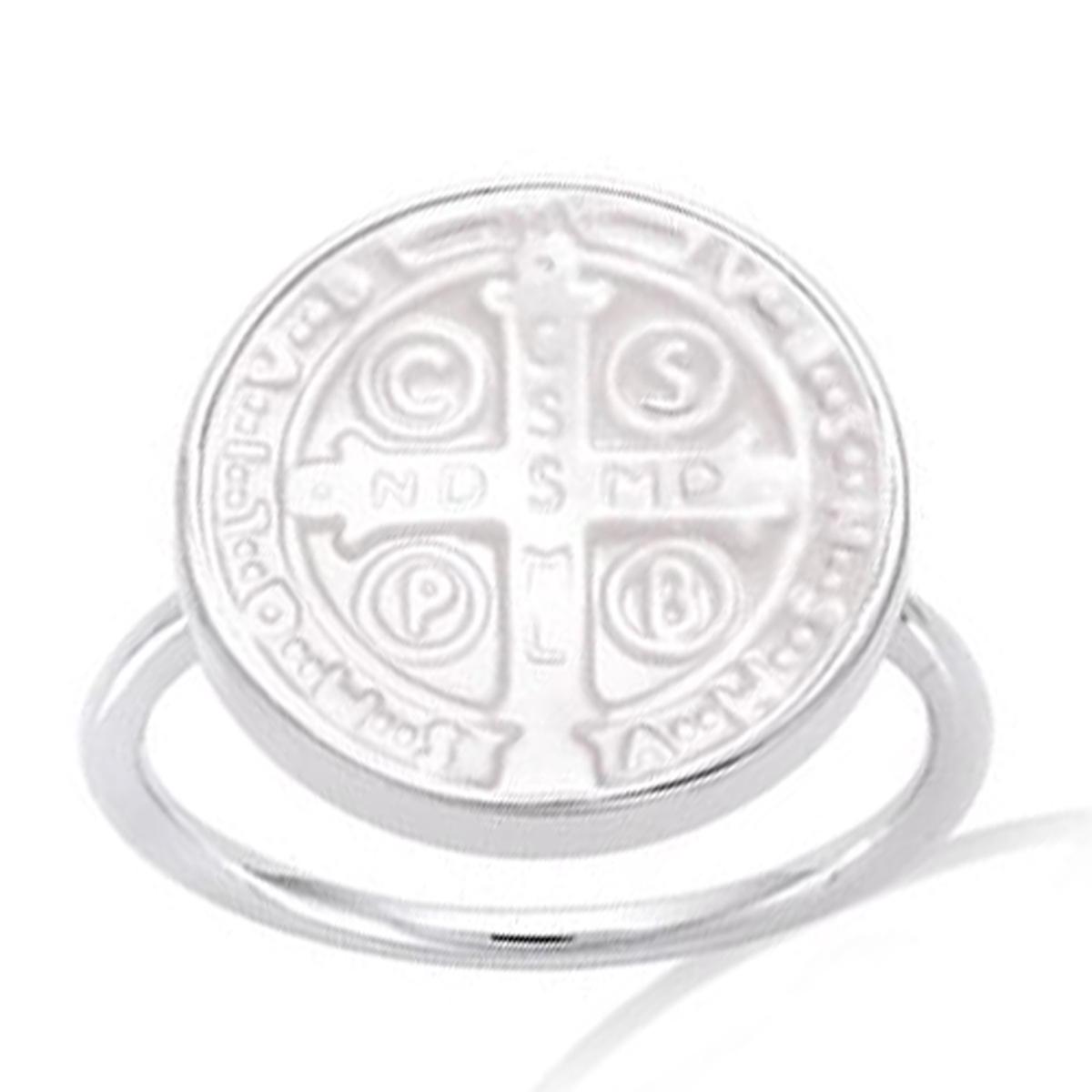 

Серебряное кольцо Croix de Saint-Benoit серебро с перламутром (родий) - 15мм