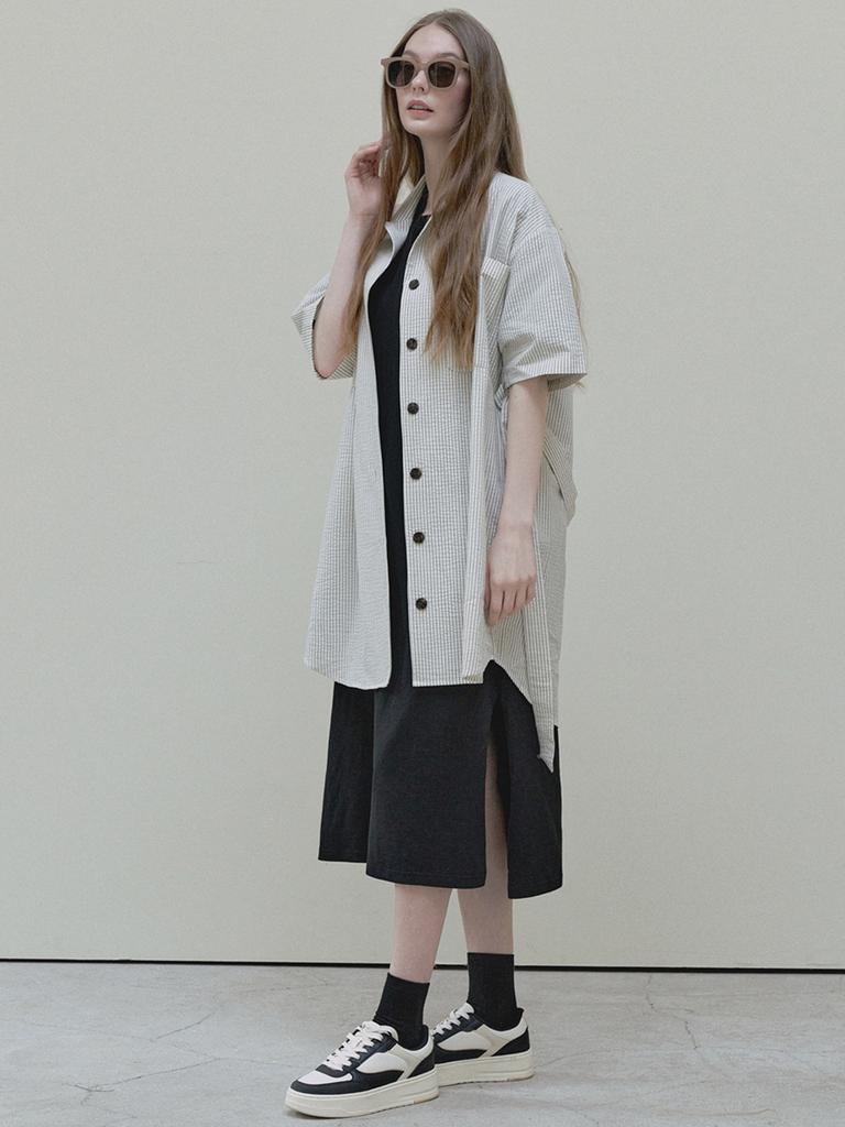 Avang Dart Sleeve Logo Long Dress - Black