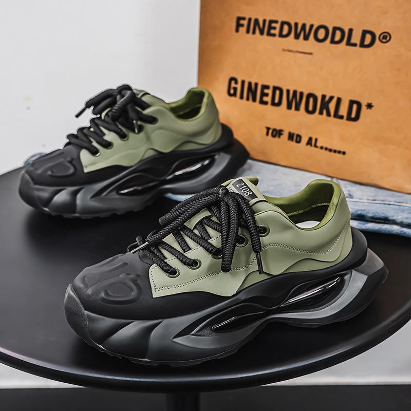 

Классическая мужская обувь на платформе 2025 года, увеличивающая рост и худобу, подростковая студенческая обувь, спортивная обувь в корейском стиле для колледжа, обувь для досок 44 зелёный