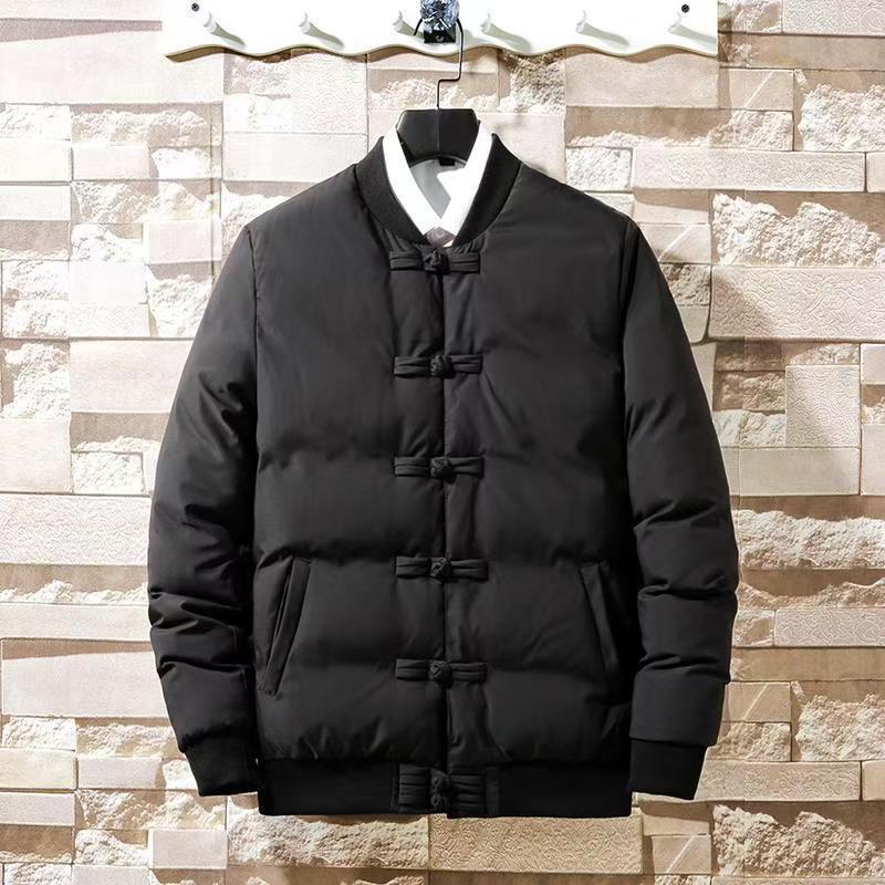 Herren Warmer Baumwollmantel Chinesischer Stil Retro Geknöpft Herren Baumwolljacke Verdickt Tang-Dynastie Antiker Stil Jacke Herren
