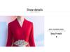 Women's Long Red Choir Performance Dress for Stage, Hosting, and Poetry Recitation Competitions - New Style Atmospheric Costume