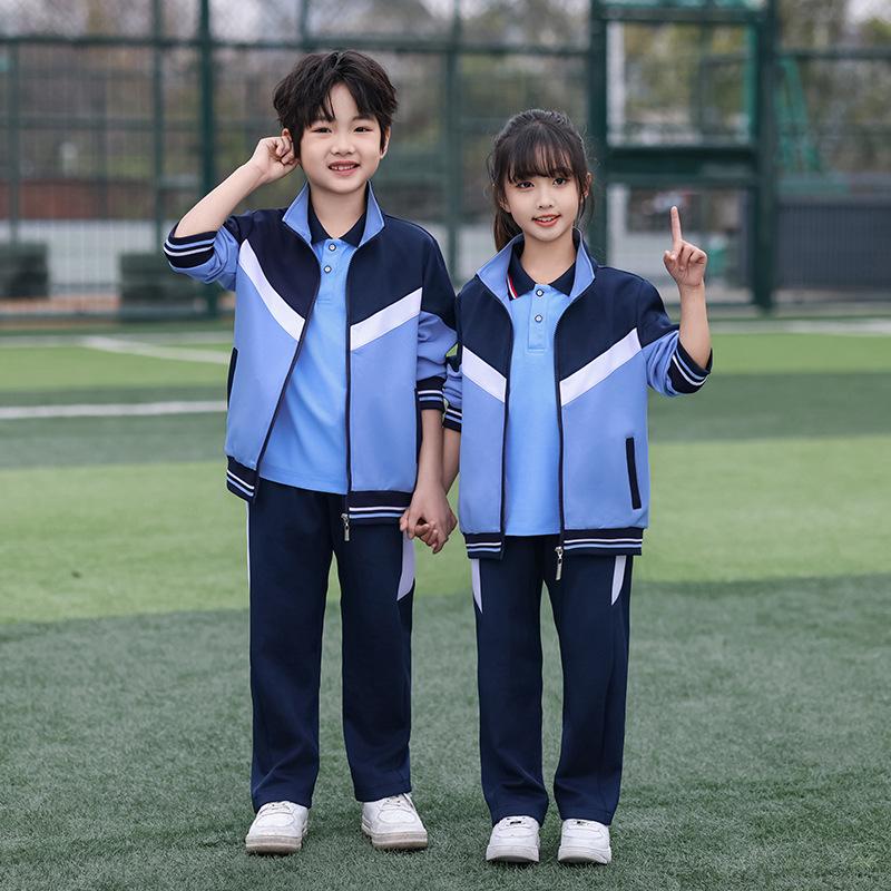 Primary School Spring/Autumn Sportswear: 3-Piece POLO Set with Summer Short Sleeve Garden/Class Uniforms