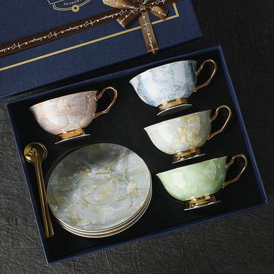 European Light Luxury Bone China Coffee Cup and Saucer Set Ceramic Cup Water Cup Housewarming Gift Gift Box Gift