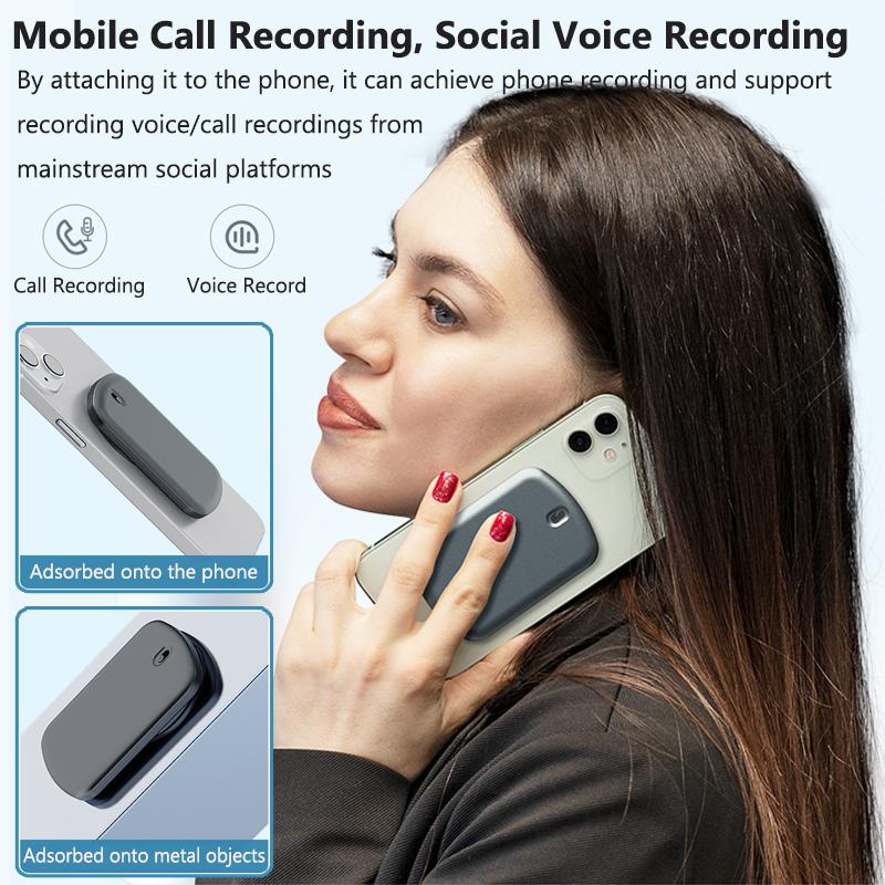 128GB Magnetic Digital Voice Recorder Portable Voice Activated Sound Dictaphone Record Device for IOS Android Meeting Interview