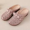Luxus Echtleder Mules Sandalen Damen Sommer Cutout Slipper Flache Schuhe für Damen Hohl-Slides Sandalen Damen Faulheitsschuhe