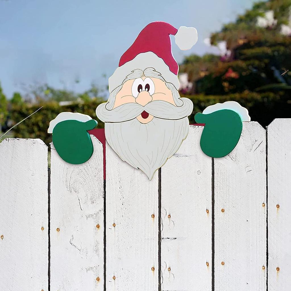 Funny Santa Claus Fence Outdoor Christmas Animal Reindeer Charming Ornaments New Year Party Decorations For Home Navidad