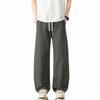 Solid Color Simple and Versatile Loose Straight Elastic Waist Long Pants Men's Trendy Wide Leg Drape Small Scimitar Casual Pants